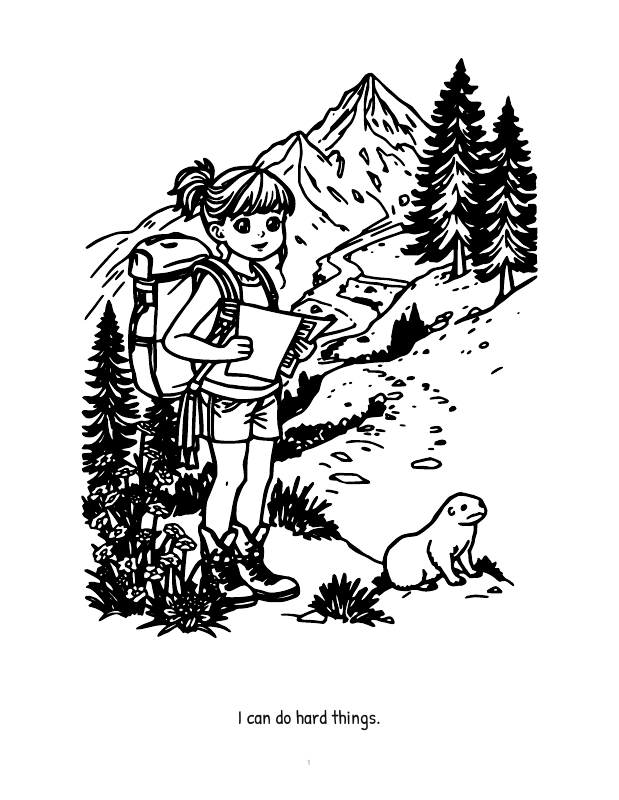 Brave and Bright coloring page 1: I can do hard things.
