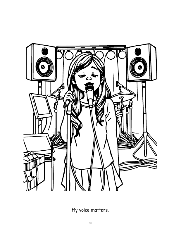 Brave and Bright coloring page 4: My voice matters.