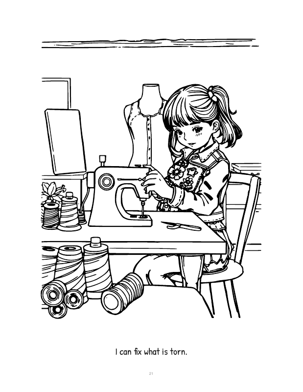 Brave and Bright coloring page 5: I can fix what is torn.